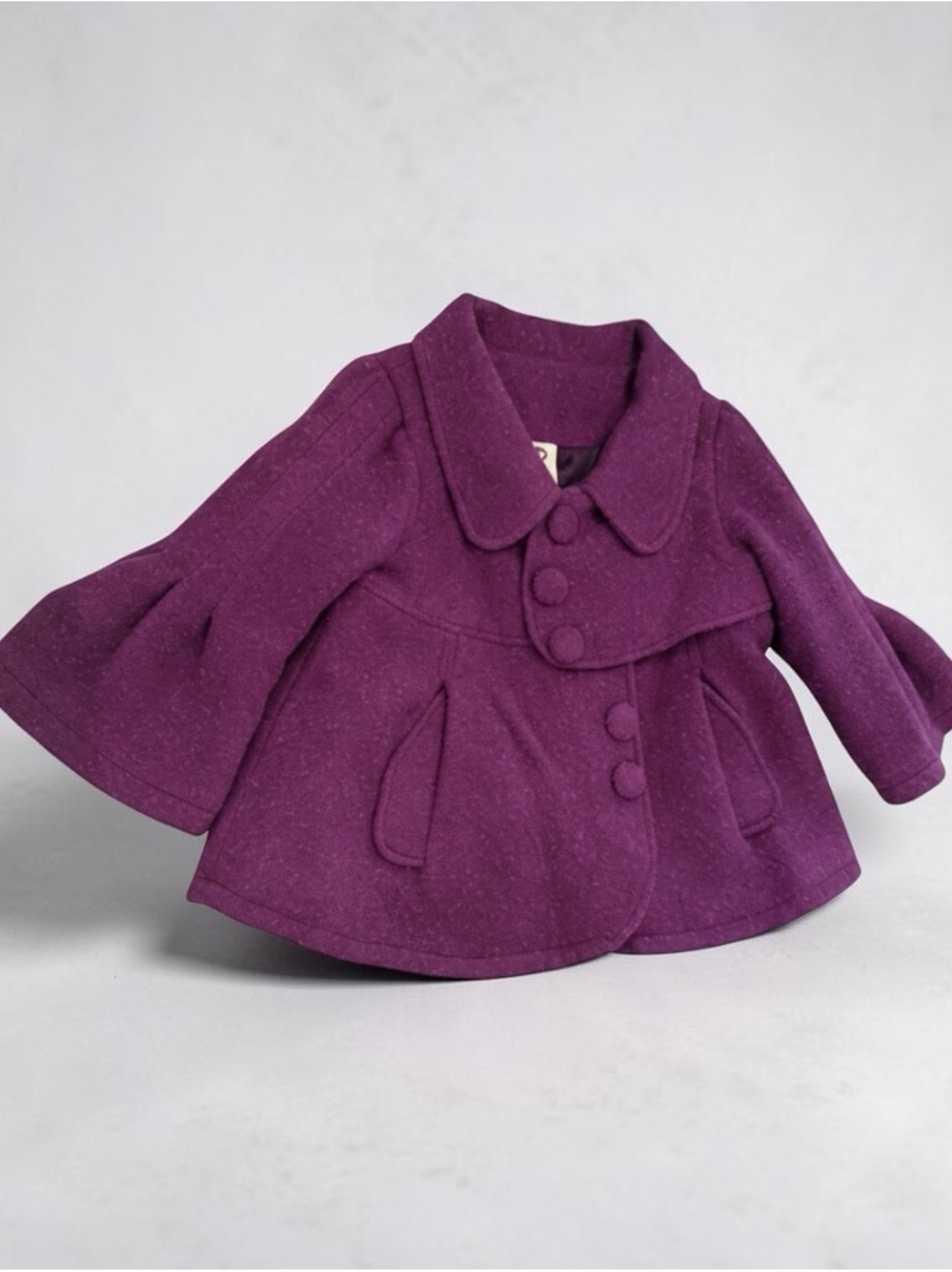 Artka Purple Wool Blend Bell Sleeve Retro Coat Boho Romantic Small/Med For Women